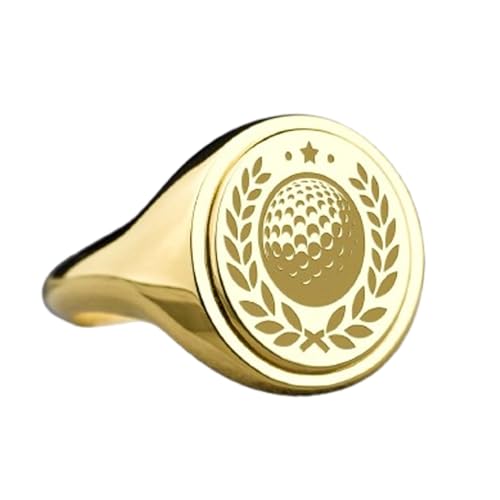 Chevalière en argent 925 forme balle de golf plaquée or pour homme élégant