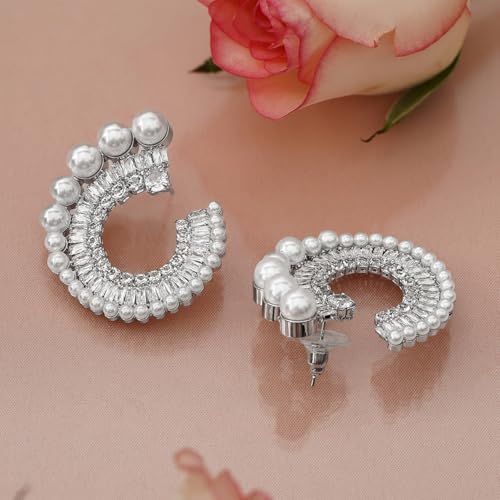 Image of Rubans Stud Earrings American Diamond Zirconia Stylish Jewellery Gift for Women & Girls