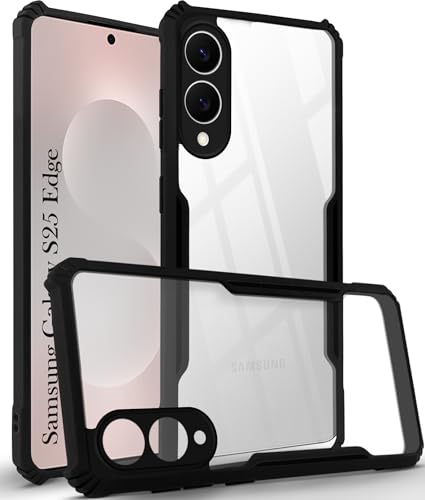 Image of Jkobi Back Cover Case for Samsung Galaxy S25 Edge (Shockproof with Polycarbonate Clear Panel | Professional Black)