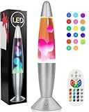 Mindiverse Liquid Motion Lamp with Remote 17 Colors Changing, 13.5 Inch Magma Motion Lamp for Home Decor, Bedroom, Office (Silver)