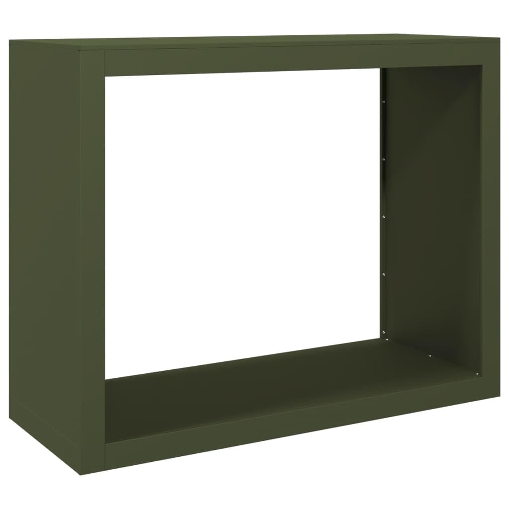 Zielony stojak na drewno stalowe, 100 x 40 x 80 cm, do przechowywania drewna wewnątrz i na zewnątrz, wytrzymały metalowy stojak do kominka i paleniska.