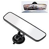 gunhunt 1 PC Rear View Mirror with Suction Cup, Car Panoramic Rearview Mirror, 8.7' x 2.6' with Adjustable Suction Cup Rearview Mirror, HD Windshield Rear View Mirror for Car Auto Truck SUV (White)