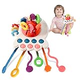 Hooku Montessori Toys for 1 Year Old, Sensory Toys for Babies, Food Grade Silicone Pull String Activ