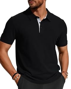 HMIYA Herren Poloshirts-Business Kurzarm Polo Shirts 100% Baumwolle Sommer Freizeit T-Shirt Klassisches, Schwarz, L