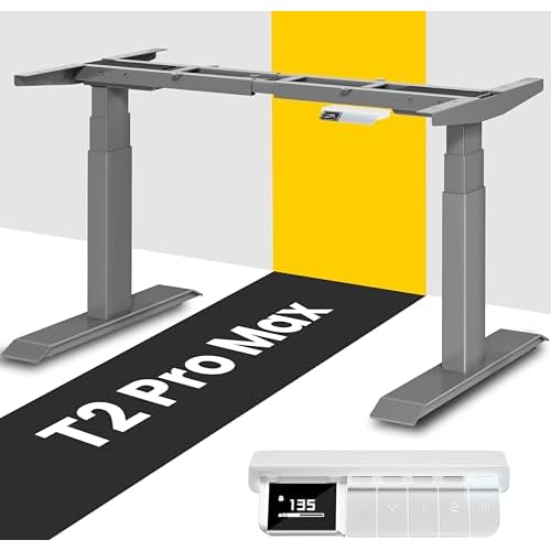 MAIDeSITe T2 Pro Max Elektrisch Höhenverstellbarer Schreibtisch Gestell, 135 cm Höhenverstellbar Tischgestell Dualmotor Traglast 180KG mit Piano-Master-Steuerungssystem und Kollisionsschutz