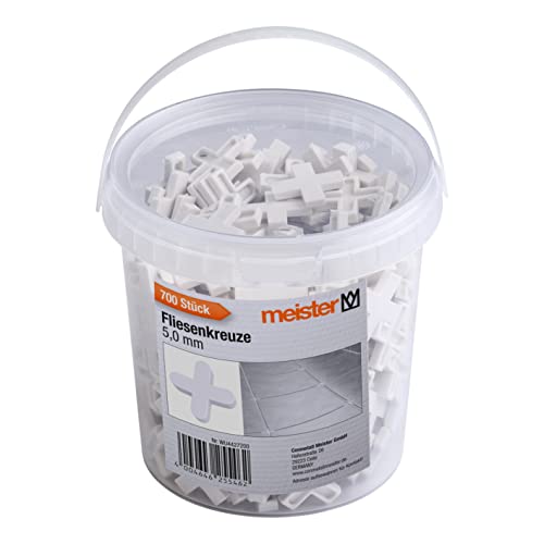 Meister Tile Spacers 5.0 mm - Practical Set of 700 - Made of Robust Polypropylene - White Joint Crosses, 5,0 mm