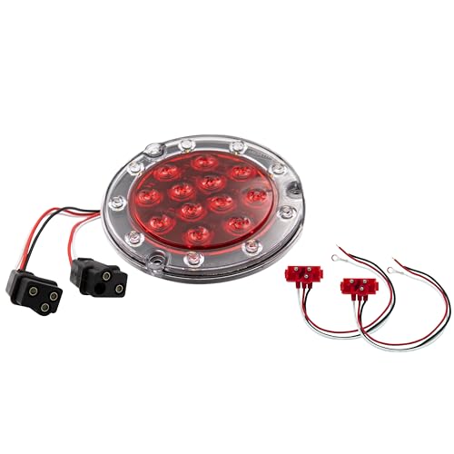 Maxxima M85417R-KIT Red LED Ultra Thin Round Hybrid Lightning Stop Turn Tail (STT) Back-Up Light Kit, Flange Mount Reverse Light Compatible for Trailers, Trucks, RVs, Jeep Wranglers