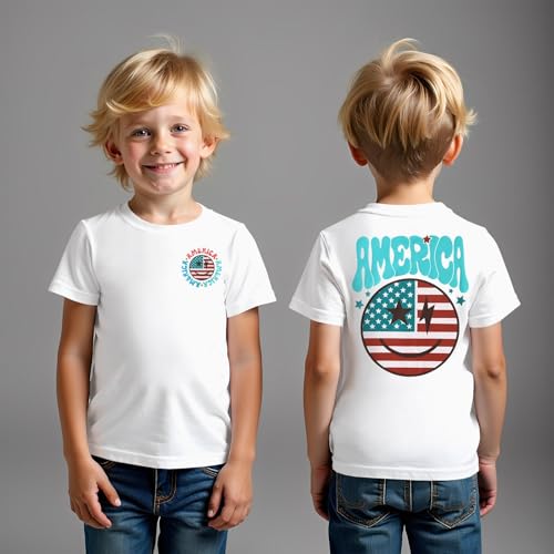 MODNTOGA Boys Girls 4th of July Shirt USA Flag Graphic T-Shirt Big Kids America Print Short Sleeve Patriotic Holiday Tee Tops2