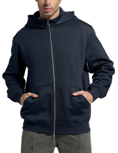 FAIABLE Mens Double Zip Up Hoodie Waterproof Heavyweight Hoodies Fleece Zipper Sweatshirt Rain Defender Jacket for Men2