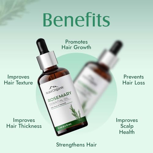 Aravi Organic Rosemary Essential Oil for Hair Growth,Quick Hair Growth Rosemary Oil for Women and Men - 100% Pure Rosemary Leaves Oil - 15 ml - Image 2