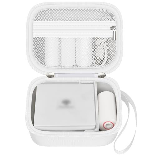 Image of Sticker Printer Case for Anycash /for ETIKEZ PM290C / for Nelko PM230 / for Memoking T02 / for Phomemo M02 / T02 / Q30S Mini Photo Printer. Holder for Label Maker, Thermal Paper, USB Cable, Box Only(White)