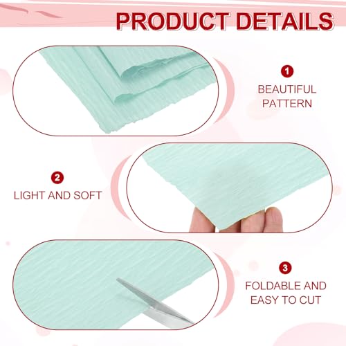 Image of MECCANIXITY Crepe Paper Roll 8.2ft Long 4 Inch Wide for Wedding Ceremony Various Large Festivals Decoration, Light Blue