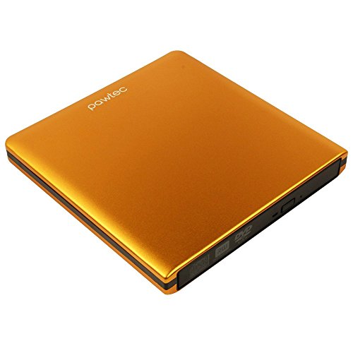 Pawtec Signature External USB 3.0 Aluminum 8X DVD-RW Writer Optical Drive for PC Windows & Mac - Orange - Thumbnail 2
