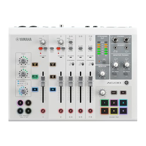 Image of Yamaha AG08 White 8-Channel USB-C Audio Interface and Live Streaming Mixer | with DSP Effects, Cubase AI & WaveLab Cast