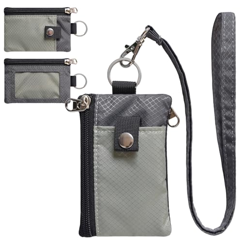 Image of CHENSPRX Minimalist RFID Blocking Small Wallet with ID Window,WaterResistant Zip Id Case Wallet with Lanyard Keychain for Cards,Cash,Travel,Women,Men