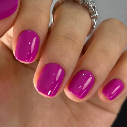 Image of CurvLife Extra Short Square Press On Nails, Hot Pink Radiant Plum, Soft Gel
