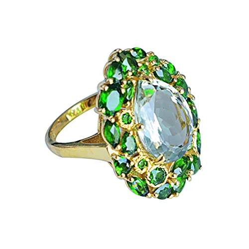 Bague améthyste verte et argent 925 résistant au ternissement FSJ-5946
