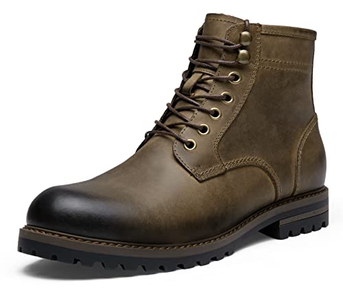 Jousen Men's Boots Leather Casual Chukka Boots For Men Waterproof Retro Hiking Motorcycle Boots(Amy8180 Khaki 10.5) #TOP4