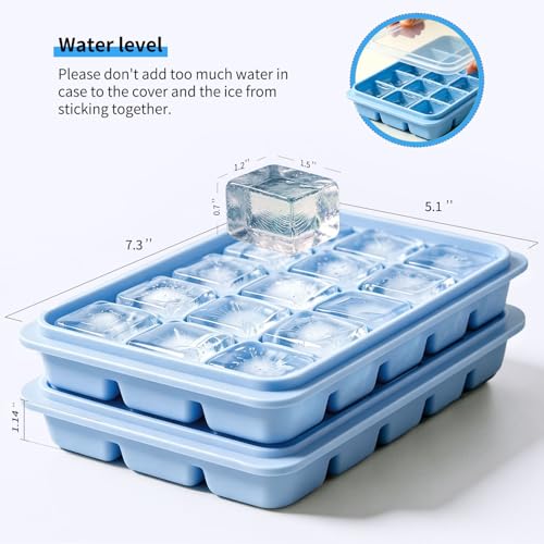 Bandeja de cubitos de hielo de silicona con tapa, 1 unidad 15 cubos miniatura 4