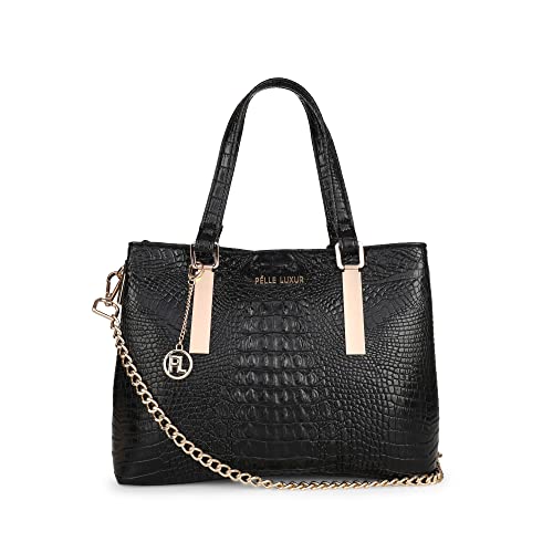 Bolso de mano de piel de cocodrilo para ejecutivos activos que buscan estilo en negro