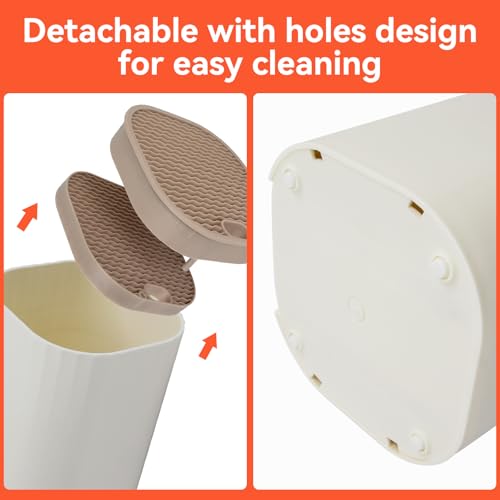 Knife Block Without Knives, Qoosea 4 in 1 Universal Square Knives Block with Scissors Slot Sharpening Rod Slot and Stone, Detachable Kitchen Knife Storage Holder for Easy Cleaning Space Saver-White - Image 5