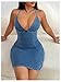 Floerns Women's Backless Criss Cross Denim Cami Dress Halter Neck Bodycon Mini Dresses Blue Medium