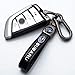 DEXBEXS Genuine Leather Car Keychain for SUBARU Ascent BRZ Crosstrek Forester Impreza Legacy Outback WRX STI XV Key Chain for Men and Women Family Present Key Ring Accessories(Black)