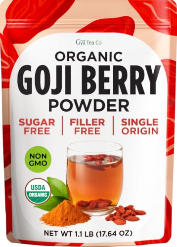USDA Organic Goji Berry Powder 1.1 Lb (71 Servings) - Pure Dried Superfood Easy Mix Sugar Free - Antioxidant Rich for Smoothies Baking & Drinks - Non-GMO Gluten-Free | Gya Tea Co