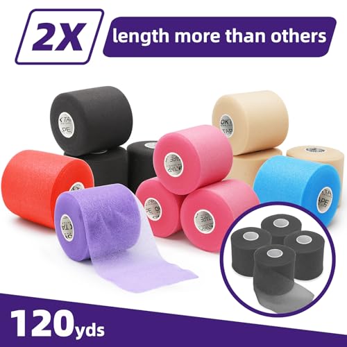 Image of OK TAPE Pre Wrap Tape (4-Rolls, 120 Yards) - Athletic Foam Underwrap for Sports, Protect for Ankles Wrists Hands and Knees, 2.75 Inches - Purple