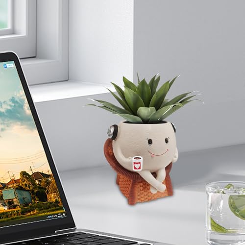 Cache-pot succulente assis résine pour embellir un bureau vide ou balcon ombragé - 8