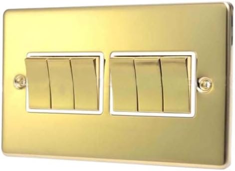 POLISHED BRASS 6 GANG 2 WAY 6AMP LIGHT SWITCH C310PBW