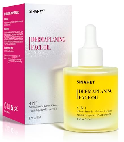 SINAHET Dermaplaning Oil Natural Moisturizing Shave for Face & Body Hair Skin Soothing oil made with essence of Jojoba Vitamin E Tea Tree and Grape Seed (1.7fl. oz/50ml)
