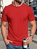 Cavva Tshirt Men UK Cotton Plain Crew Neck Moisture Wicking Tees Comfortable Short Sleeve Casual Breathable Top,Tomato Red,3XL #1