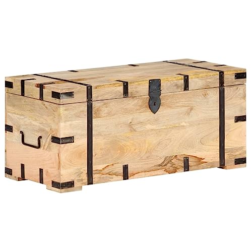 UJCHVHN Cofre de 90 x 40 x 40 cm de madera de mango macizo y cofres de almacenamiento