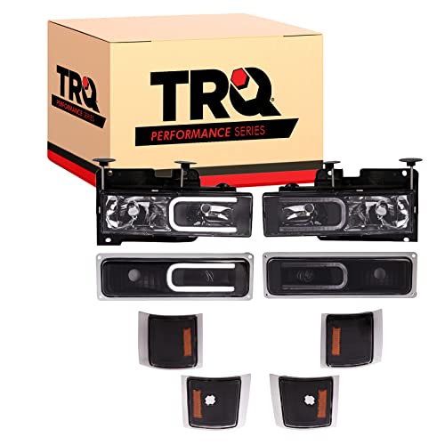 Image of TRQ 8 Piece Front Light Set Lower Marker Lights Parking Lights Upper Reflectors Set LED C Light Bar Driver & Passenger Side Compatible with Chevrolet Tahoe C1500 C2500 C3500 K1500 K2500 K3500 94-99