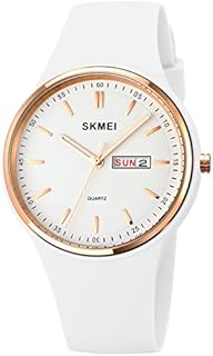 SKMEI Watches for Young Women Lady Sports Silicone Band Big Face Large Waterproof Fashion Casual Simple Quartz Analog Day Date Girls Gift White Wrist Watch