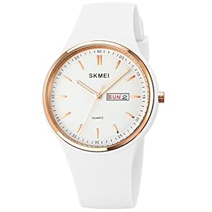 SKMEI Horloges Voor Jonge Vrouwen Dame Sport Siliconen Band Grote Gezicht Grote Waterdichte Mode Casual Eenvoudige Quartz Analoge Dag Datum Meisjes Gift Wit Polshorloge