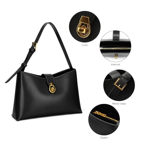 C.Paravano Shoulder Bags for Woman | Tote Bag for Women | Shoulder Bags Black | Leather Bags Black | Tote Bag with Zipper | Handbags for Women | Black Leather Bag Tote - Image 6