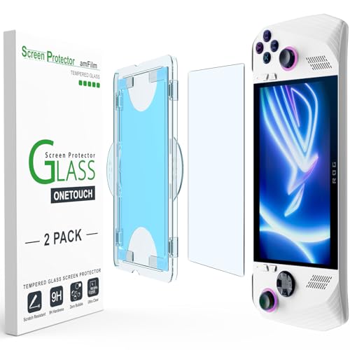 Image of amFilm OneTouch Screen Protector for ASUS ROG Ally X 2024 / ROG Ally 2023 7'' | Auto-Alignment install | Bubble Free | 9H+ Military-Grade Tempered Glass | Drop Protection | FHD Clarity | 2 Pack