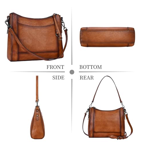 Image of Iswee Leather Crossbody Bags for Women Shoulder Purse Medium Hobo Genuine Leather Satchel Purses and Handbags