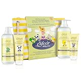 Elifexir Baby Care, Set de Regalo para Bebés o Recién Nacidos, Gel Champu Dermatológico (500 ml) + Leche Corporal Hidratante (400 ml) + Crema de Pañal (75 ml) + Crema Facial (50 ml) + Neceser