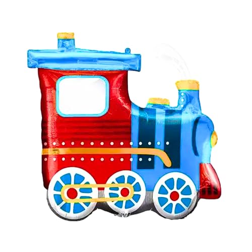 Image of Party Decorz Train Happy Birthday Foil Balloon Set Of 5pcs(1pcs Train Balloon+ 2pcs Star Balloon +2pcs Happy Birthday Balloon) For Vehicles /Transportation /Construction Theme