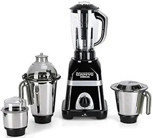 MasterClass Sanyo Diaa 1000W Mixer Grinder with 3 SStainless Steel Jars and 1 Juicer Jar (1 Wet Jar, 1 Dry Jar and 1 Chutney Jar), Black.Make in India