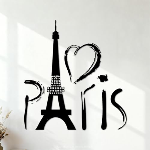 Tour Eiffel à Paris, France, amour, voyage romantique Stickers muraux en vinyle 54x57.9cm Embellissement mural Noir