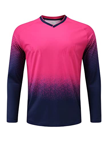 Loodgao Kids Boys Girls Soccer Goalkeeper Jersey V-Neck Long Sleeve Goalie Shirt Football Uniform Pink 9-10 Years #TOP18