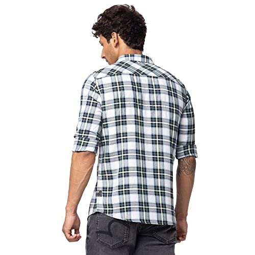 Image of Spykar Men's Slim Fit N /A Full Sleeve Checked Casual Shirts