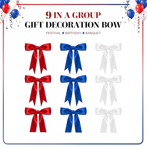 1 String 2 Strings 4th of July Decorations，Patriotic Decorations, Patriotic Bows Red Blue White Bow Garland Banner Decorations, Pre-Strung Satin Ribbon Bows for Independence Day Decorations — view 3
