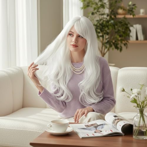 Image of Moira Synthetic Straight Artificial Hair Wig Costume Dressing Cosplay(White)