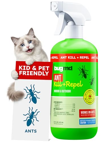 BugMD Pet Safe Ant Killer & Ants Spray Indoor Outdoor | Natural Plant-Based Ant Repellent that Kills on Contact with a Fresh Scent
