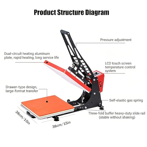 Prensa térmica 15x15 pulg 1800W para sublimación miniatura 3